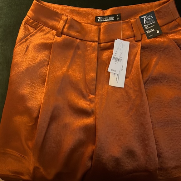 NWT Gorgeous orangey-rust satin crop pants - Picture 4 of 6